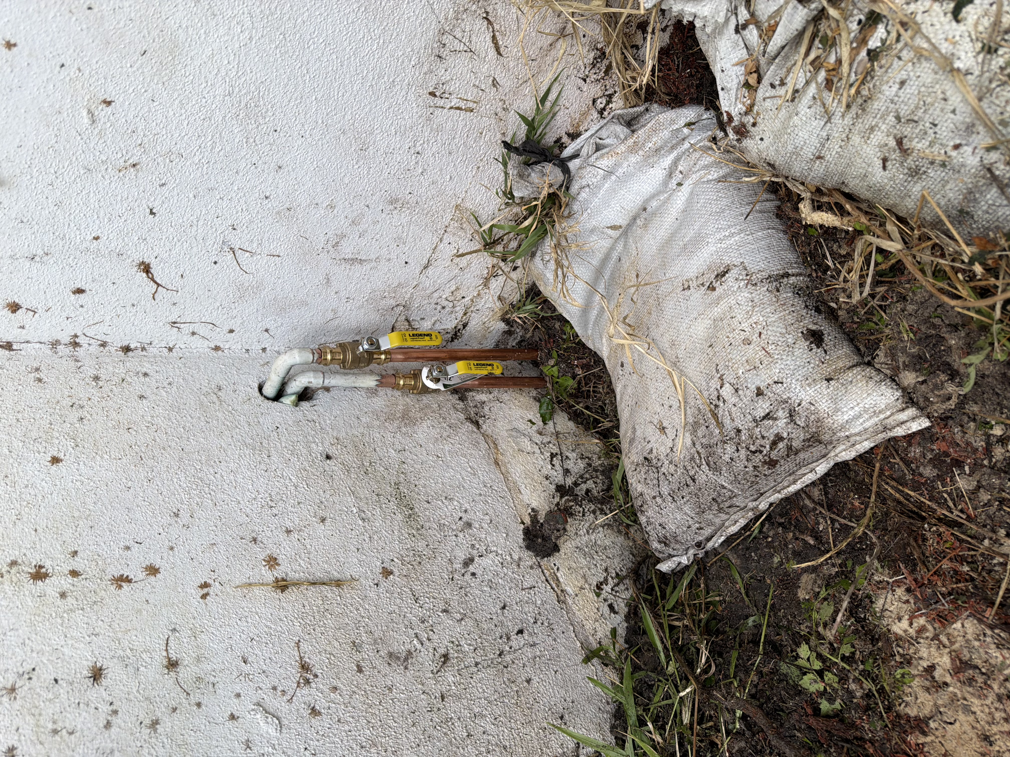 Finished exterior water line repair with new copper piping and shutoff valves in Clearwater FL